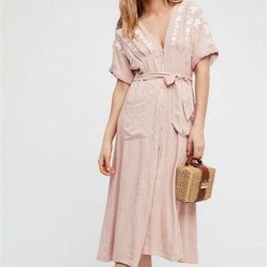 Free People Love to Love You Blush Midi Dress Sz Large